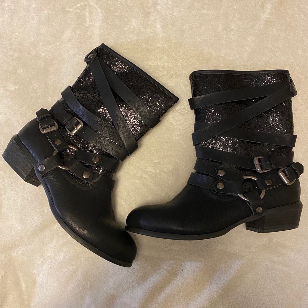 Not Rated Black glitter boots